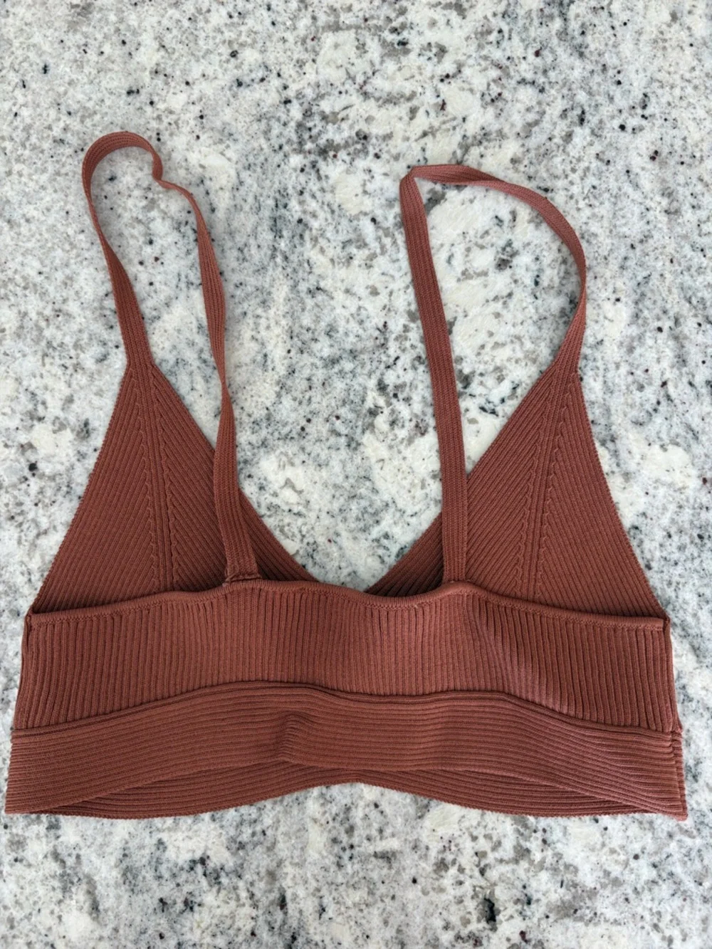Zara Ribbed Rust-Brown Bralette - Picture 2 of 2